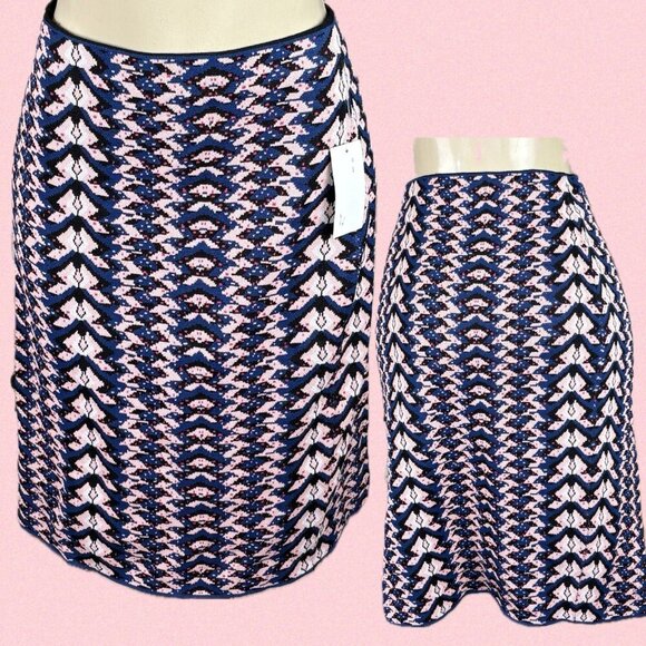 Rachel Rachel Roy +1X Pink-Blue Woven Aztec Print Stretch Waist Above Knee Skirt - Picture 1 of 6
